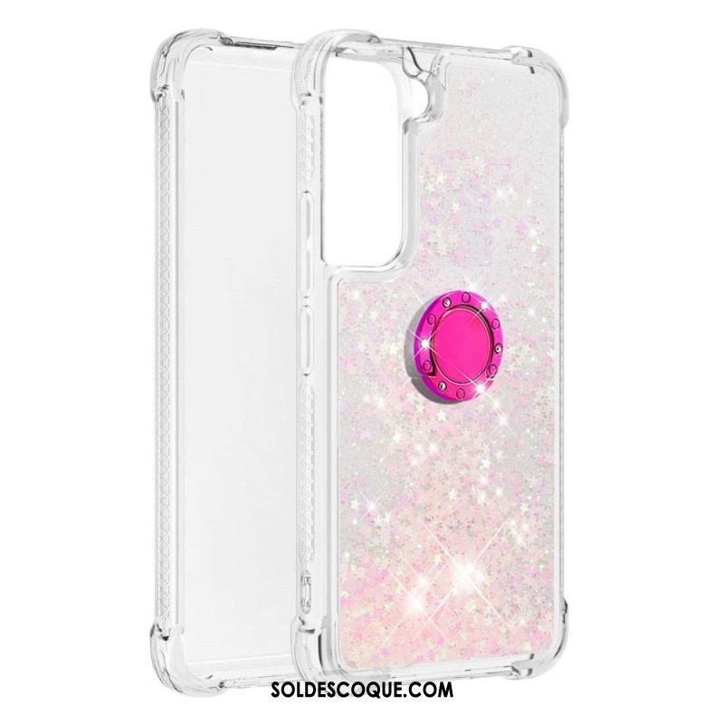 Coque Samsung Galaxy S22 5G Paillettes avec Anneau-Support