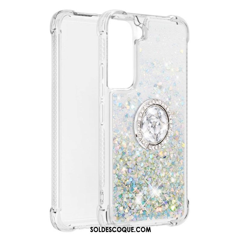 Coque Samsung Galaxy S22 5G Paillettes avec Anneau-Support