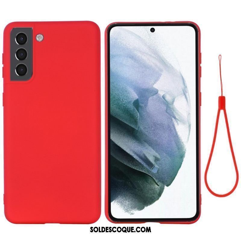 Coque Samsung Galaxy S22 Plus 5G Silicone Liquide avec Lanière