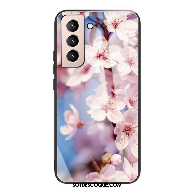 Coque Samsung Galaxy S22 Plus 5G Verre Trempé Fleurs Réalistes