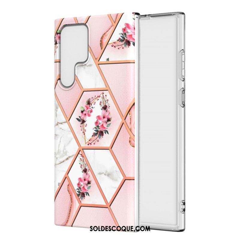 Coque Samsung Galaxy S22 Ultra 5G Marbrée Florale