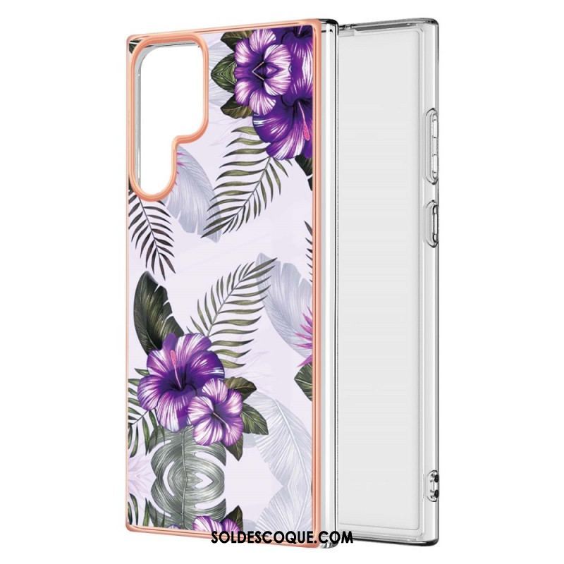 Coque Samsung Galaxy S22 Ultra 5G Marbrée Florale