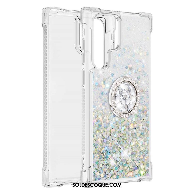 Coque Samsung Galaxy S22 Ultra 5G Paillettes Anneau-Support