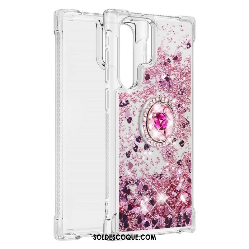 Coque Samsung Galaxy S22 Ultra 5G Paillettes Anneau-Support