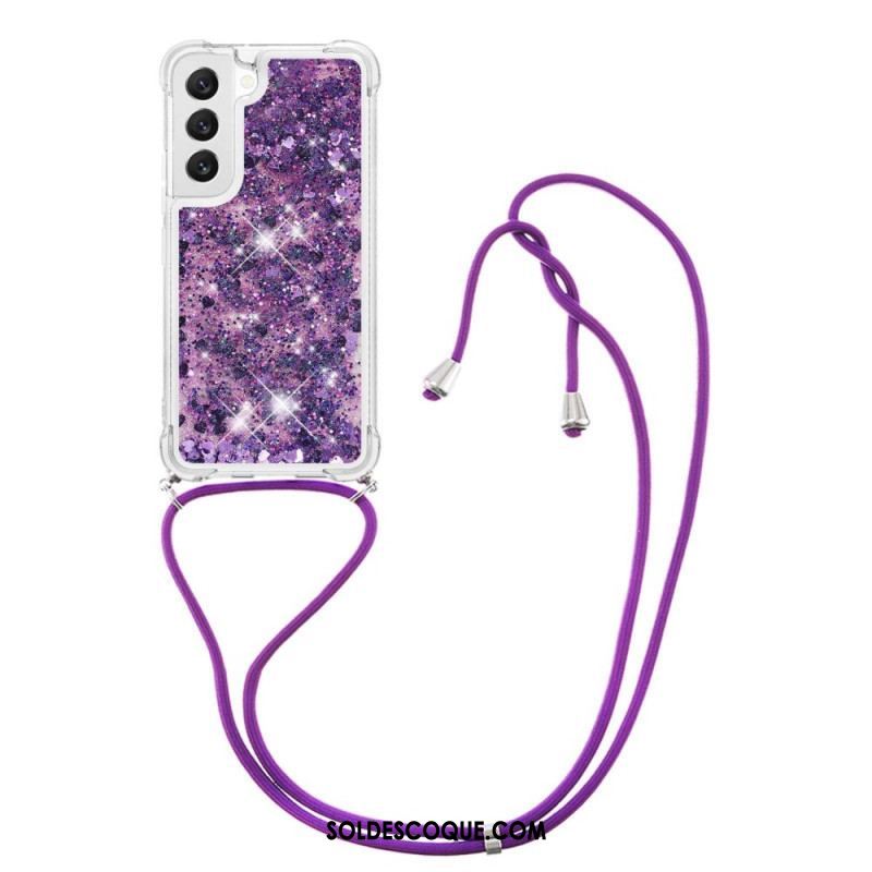 Coque Samsung Galaxy S23 5G Paillettes avec Cordon