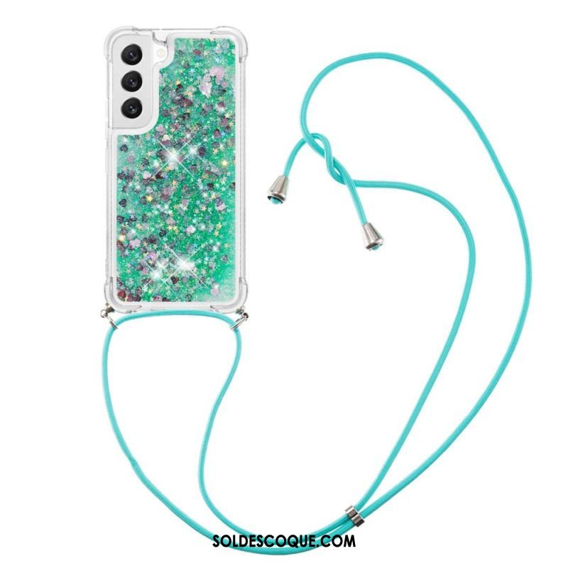 Coque Samsung Galaxy S23 5G Paillettes avec Cordon