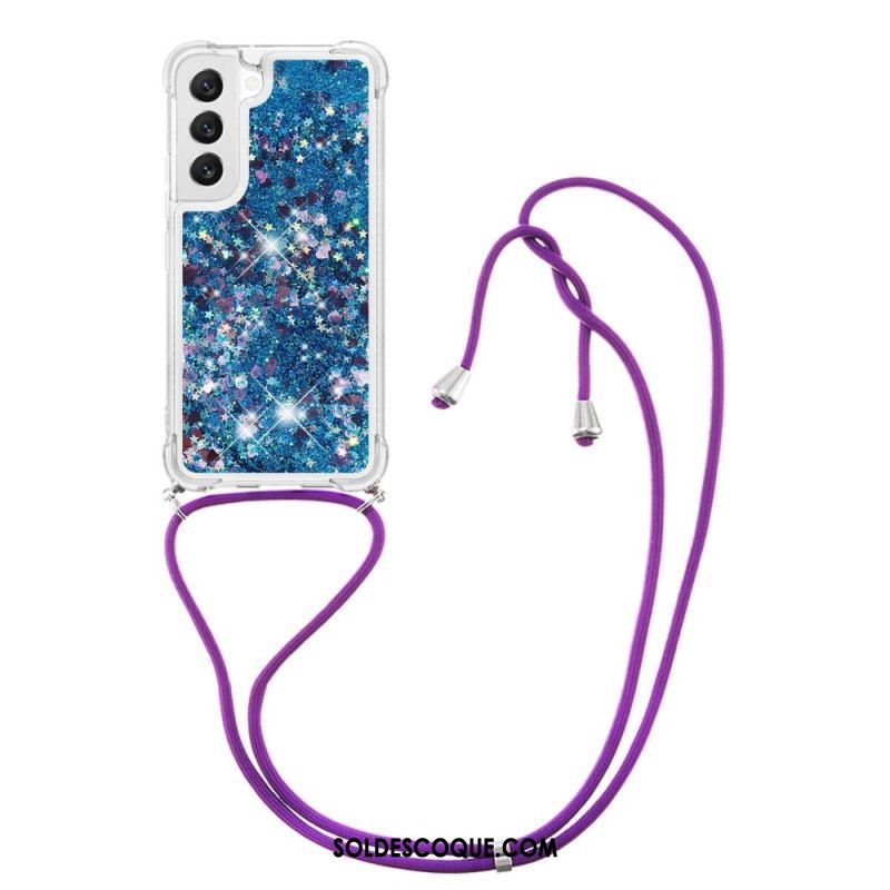 Coque Samsung Galaxy S23 Plus 5G Paillettes avec Cordon