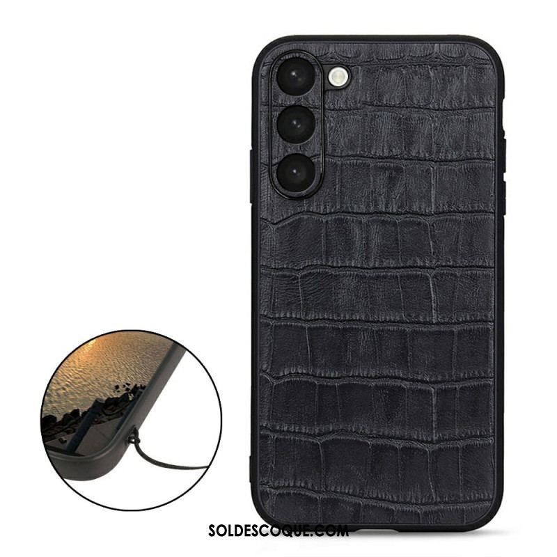 Coque Samsung Galaxy S23 Plus 5G Véritable Cuir Style Crocodile