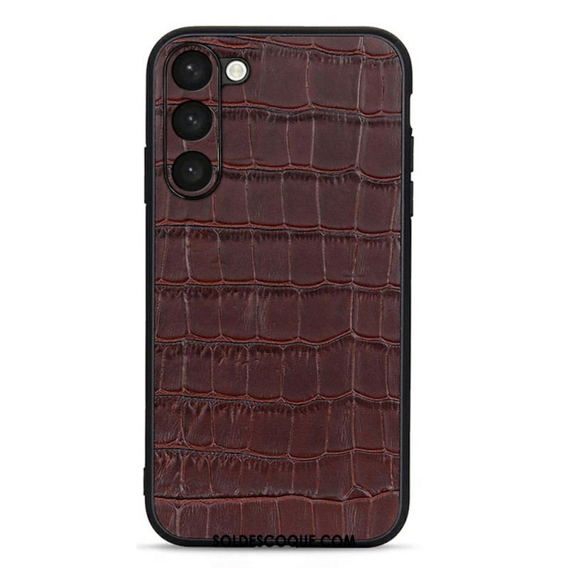 Coque Samsung Galaxy S23 Plus 5G Véritable Cuir Style Crocodile