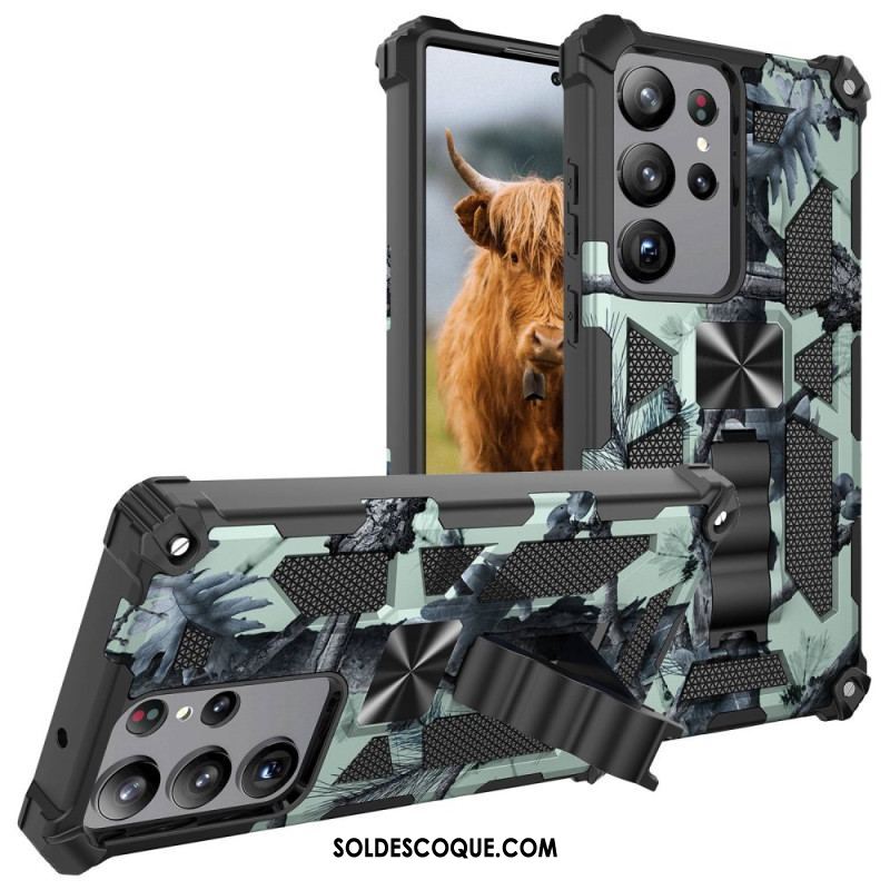 Coque Samsung Galaxy S23 Ultra 5G Camouflage Support Amovible