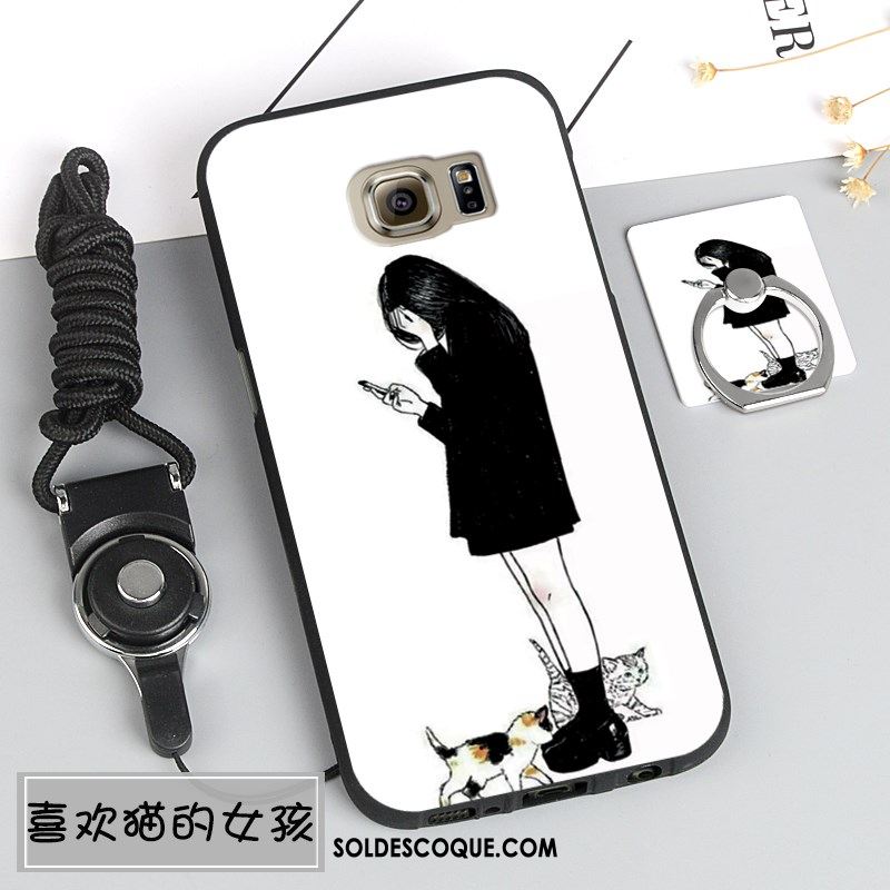 Coque Samsung Galaxy S6 Dessin Animé Étoile Créatif Téléphone Portable Noir Soldes