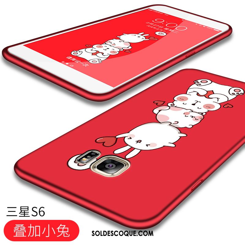Coque Samsung Galaxy S6 Délavé En Daim Rouge Étui Téléphone Portable Créatif Soldes