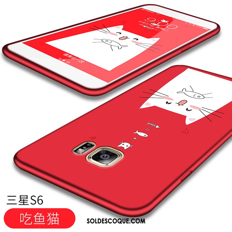 Coque Samsung Galaxy S6 Délavé En Daim Rouge Étui Téléphone Portable Créatif Soldes