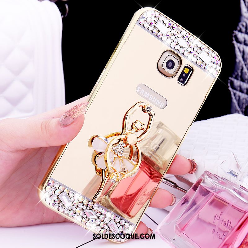 Coque Samsung Galaxy S6 Edge Anneau Métal Border Étoile Étui Pas Cher