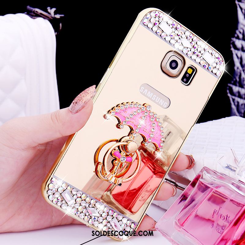 Coque Samsung Galaxy S6 Edge Anneau Métal Border Étoile Étui Pas Cher