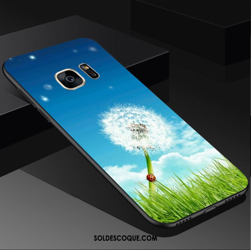 Coque Samsung Galaxy S6 Edge Art Bleu Pissenlit Fluide Doux Beau Pas Cher