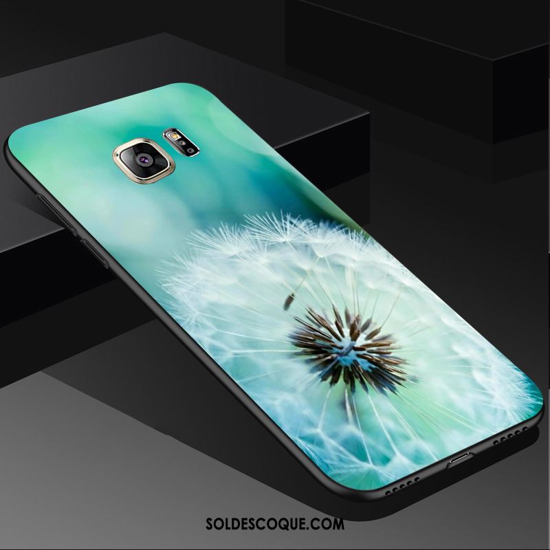 Coque Samsung Galaxy S6 Edge Art Bleu Pissenlit Fluide Doux Beau Pas Cher