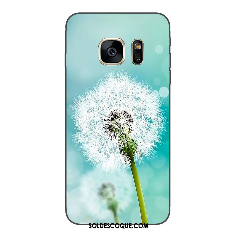 Coque Samsung Galaxy S6 Edge Art Bleu Pissenlit Fluide Doux Beau Pas Cher