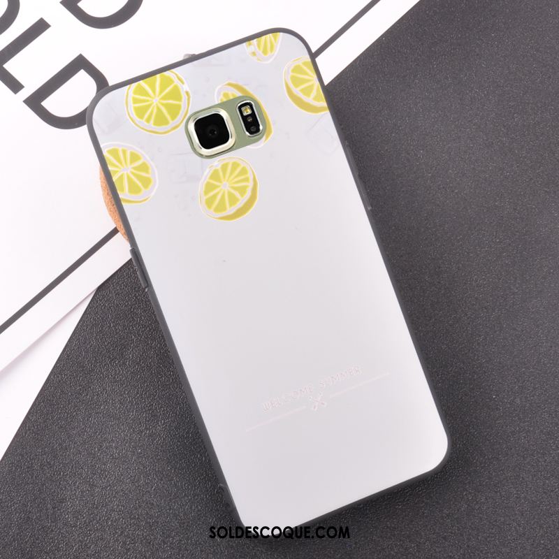 Coque Samsung Galaxy S6 Edge Incassable Délavé En Daim Téléphone Portable Jaune Frais Housse En Ligne