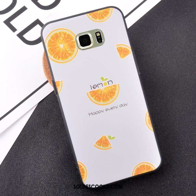 Coque Samsung Galaxy S6 Edge Incassable Délavé En Daim Téléphone Portable Jaune Frais Housse En Ligne