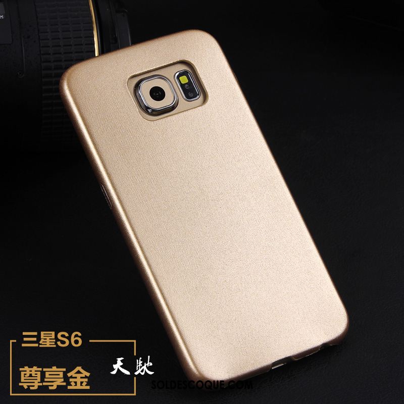 Coque Samsung Galaxy S6 Edge Incassable Protection Étui En Cuir Couvercle Arrière Or Soldes