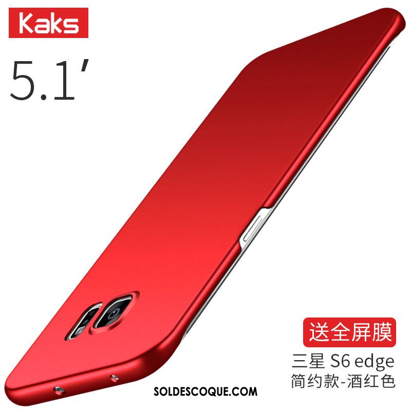 Coque Samsung Galaxy S6 Edge Personnalité Étoile Noir Protection Net Rouge Soldes