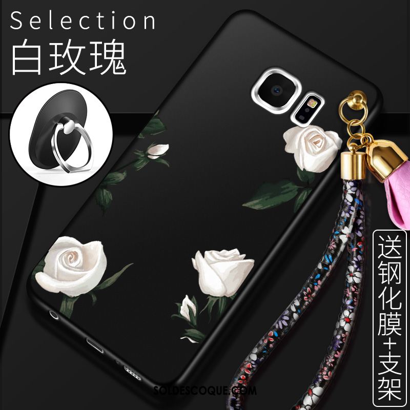 Coque Samsung Galaxy S6 Edge Silicone Noir Téléphone Portable Étoile Incassable Soldes