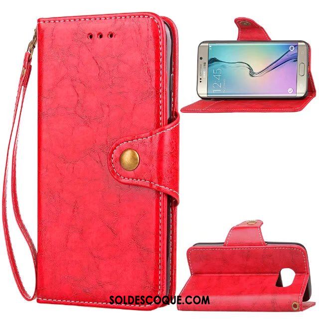 Coque Samsung Galaxy S6 Edge Simple Étui En Cuir Business Personnalité Rouge Soldes