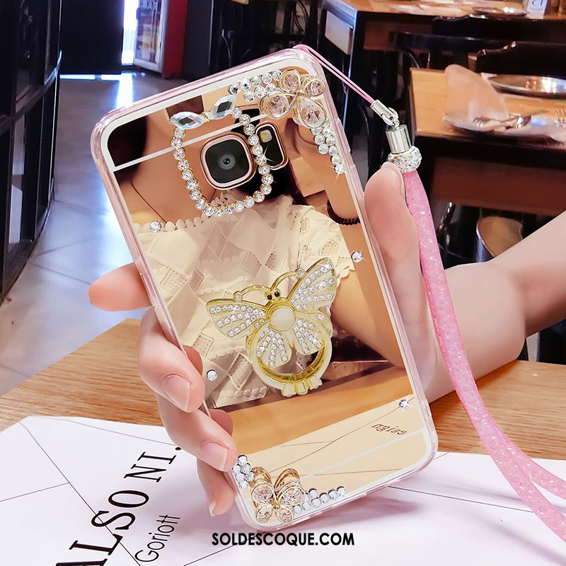 Coque Samsung Galaxy S6 Edge Téléphone Portable Créatif Étoile Or Rose Miroir Housse Soldes