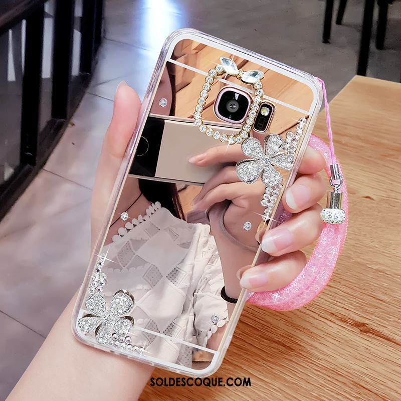 Coque Samsung Galaxy S6 Edge Téléphone Portable Créatif Étoile Or Rose Miroir Housse Soldes