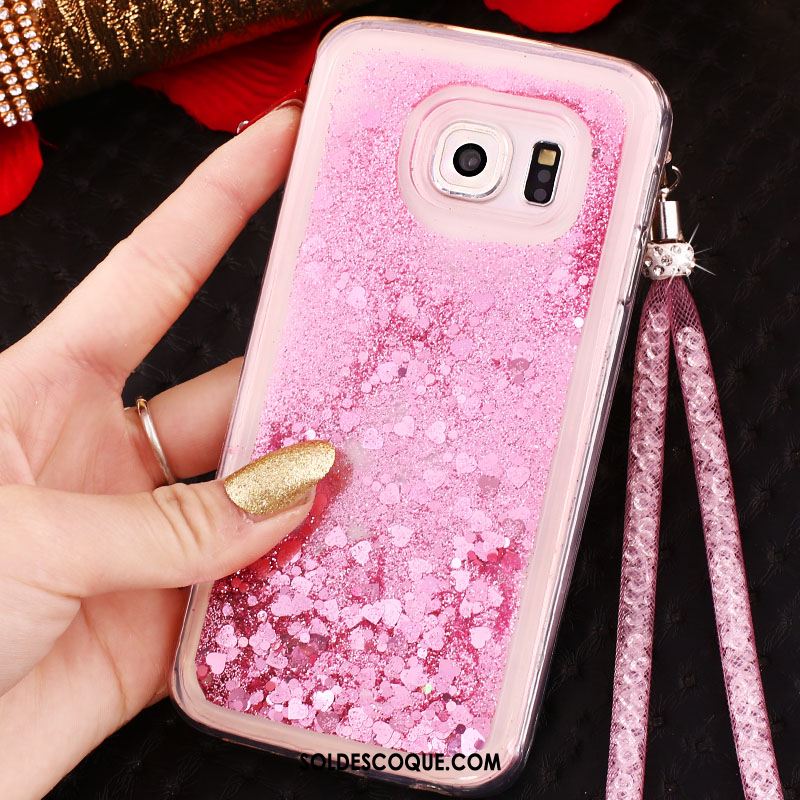 Coque Samsung Galaxy S6 Edge Téléphone Portable Ornements Suspendus Étoile Strass Quicksand En Vente