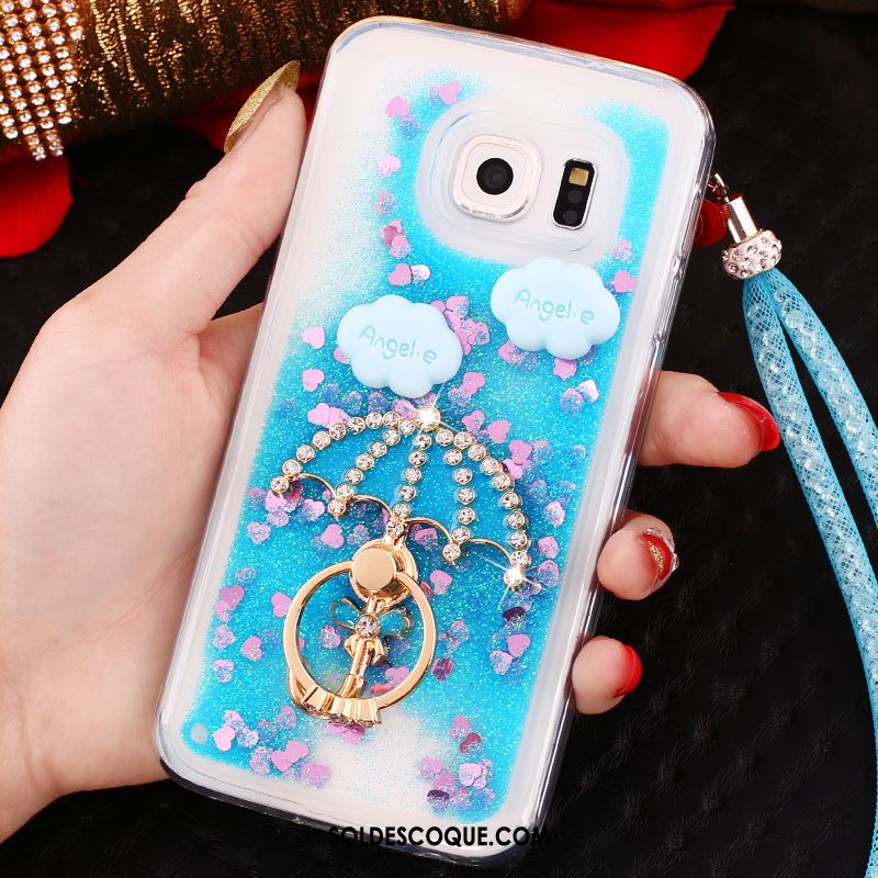 Coque Samsung Galaxy S6 Edge Téléphone Portable Ornements Suspendus Étoile Strass Quicksand En Vente