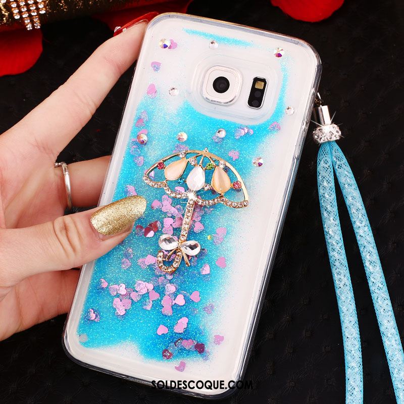 Coque Samsung Galaxy S6 Edge Téléphone Portable Ornements Suspendus Étoile Strass Quicksand En Vente