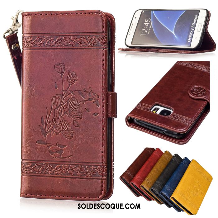 Coque Samsung Galaxy S6 Edge Vin Rouge Étui En Cuir Protection Étoile Modèle Fleurie En Ligne