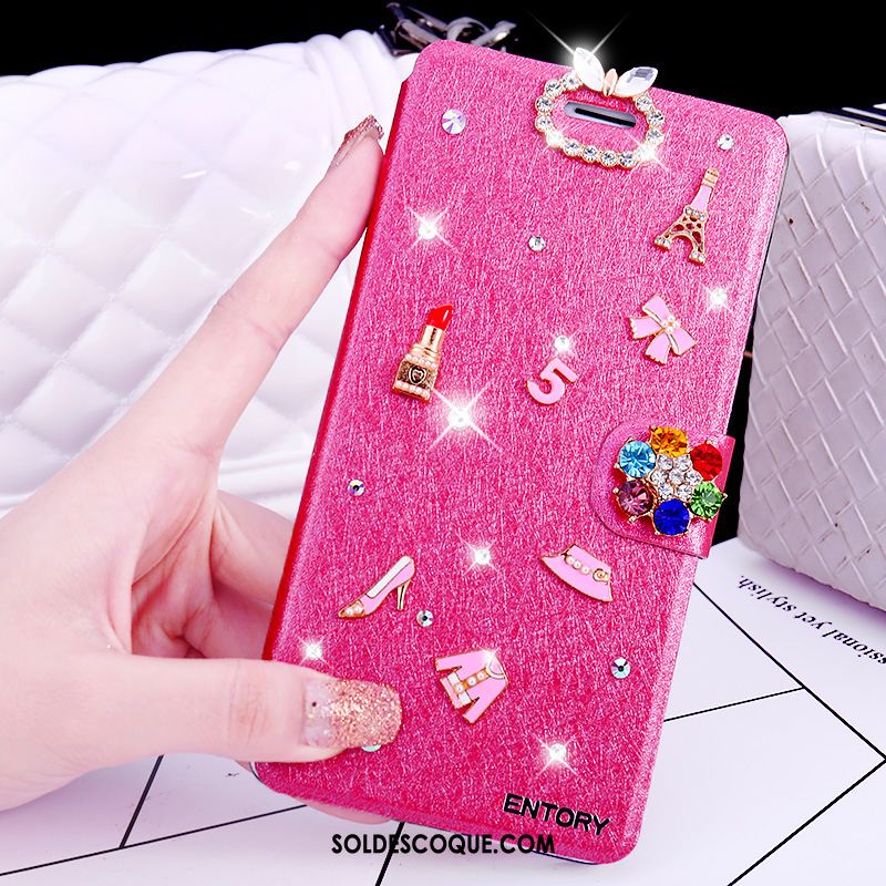 Coque Samsung Galaxy S6 Edge Étoile Incruster Strass Étui En Cuir Téléphone Portable Rose En Ligne