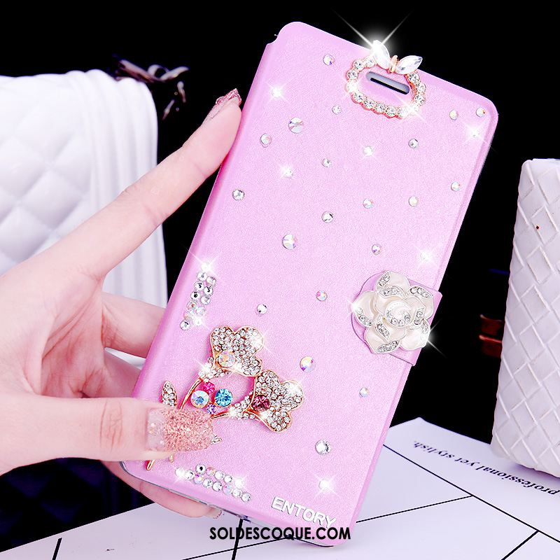 Coque Samsung Galaxy S6 Edge Étoile Incruster Strass Étui En Cuir Téléphone Portable Rose En Ligne