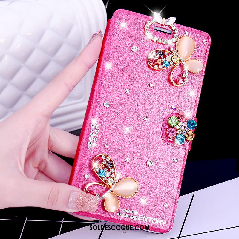 Coque Samsung Galaxy S6 Edge Étoile Incruster Strass Étui En Cuir Téléphone Portable Rose En Ligne