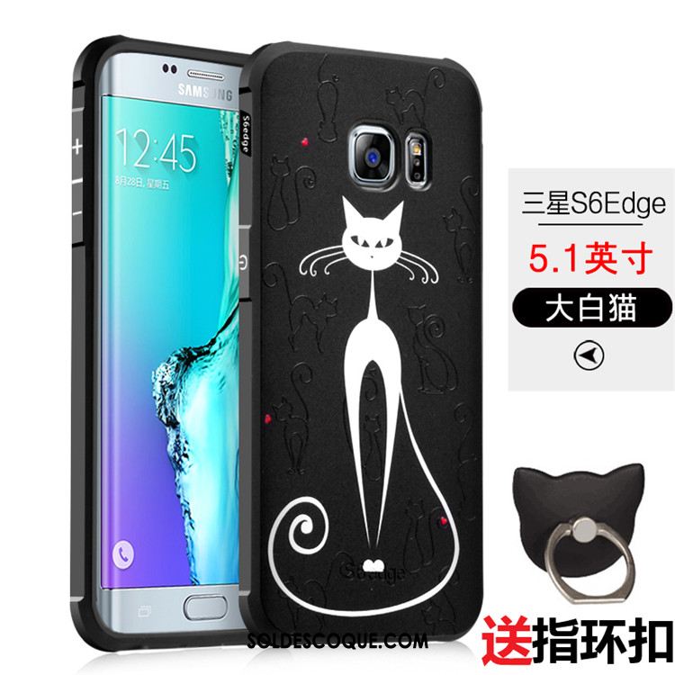 Coque Samsung Galaxy S6 Edge Étoile Téléphone Portable Noir Protection Gaufrage Housse En Ligne