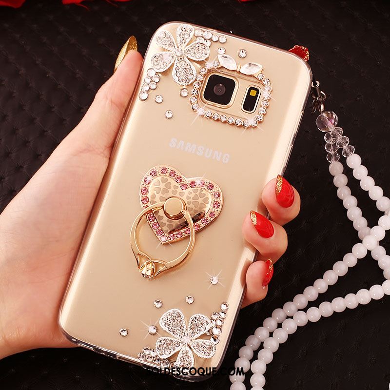Coque Samsung Galaxy S6 Edge Étoile Étui Strass Violet Téléphone Portable Pas Cher