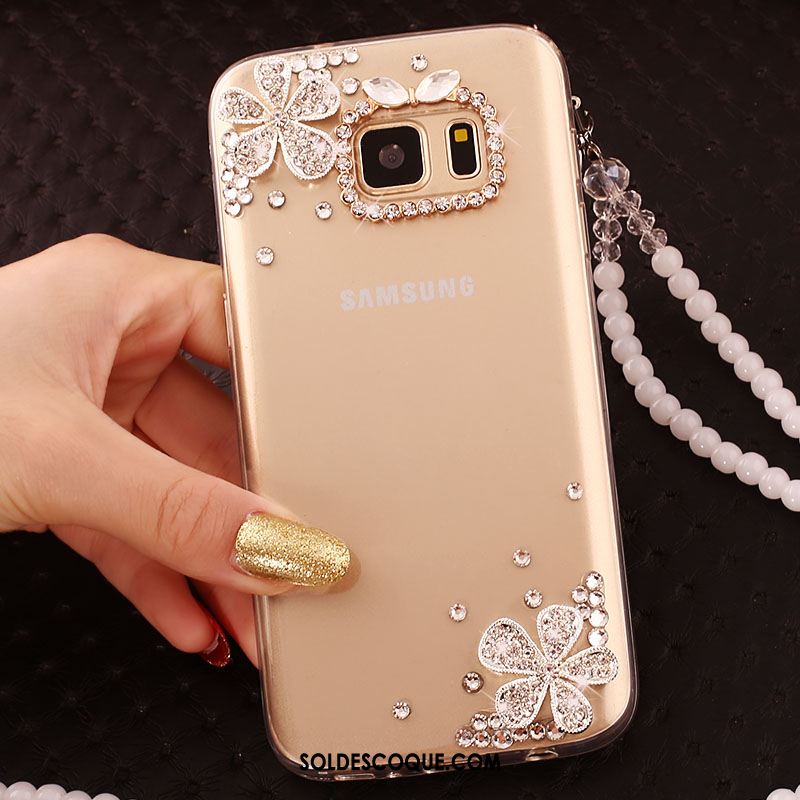 Coque Samsung Galaxy S6 Edge Étoile Étui Strass Violet Téléphone Portable Pas Cher