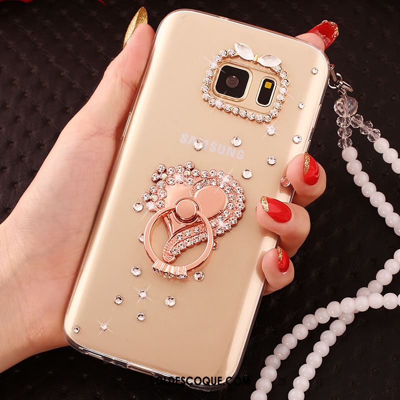 Coque Samsung Galaxy S6 Edge Étoile Étui Strass Violet Téléphone Portable Pas Cher