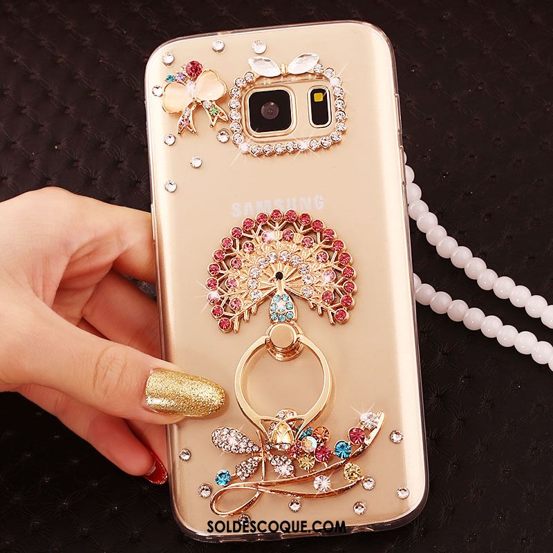 Coque Samsung Galaxy S6 Edge Étoile Étui Strass Violet Téléphone Portable Pas Cher