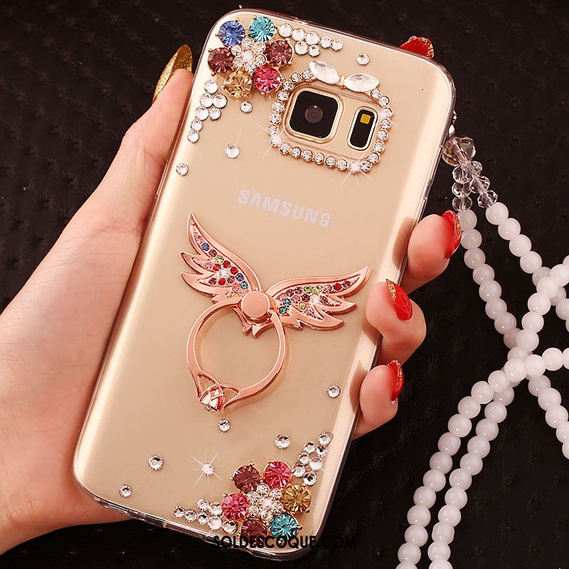 Coque Samsung Galaxy S6 Edge Étoile Étui Strass Violet Téléphone Portable Pas Cher