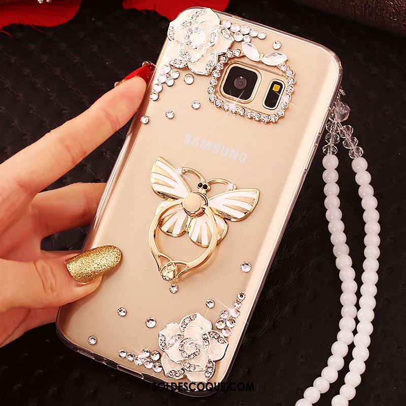 Coque Samsung Galaxy S6 Edge Étoile Étui Strass Violet Téléphone Portable Pas Cher