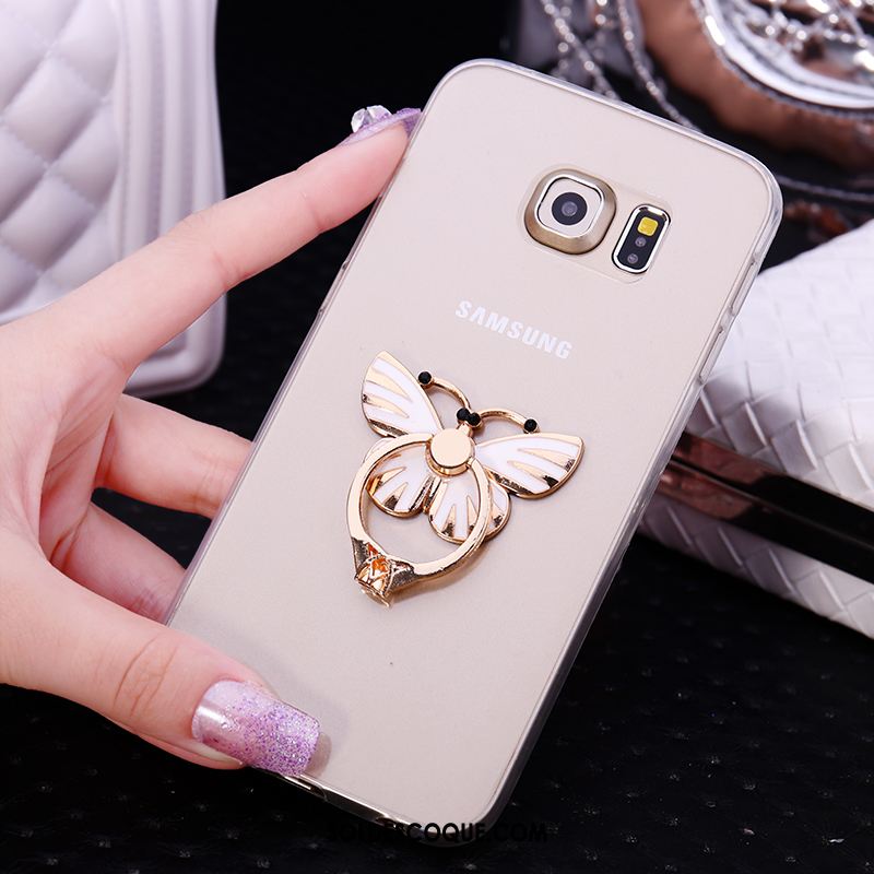 Coque Samsung Galaxy S6 Edge Étui Anneau Transparent Fluide Doux Strass Soldes