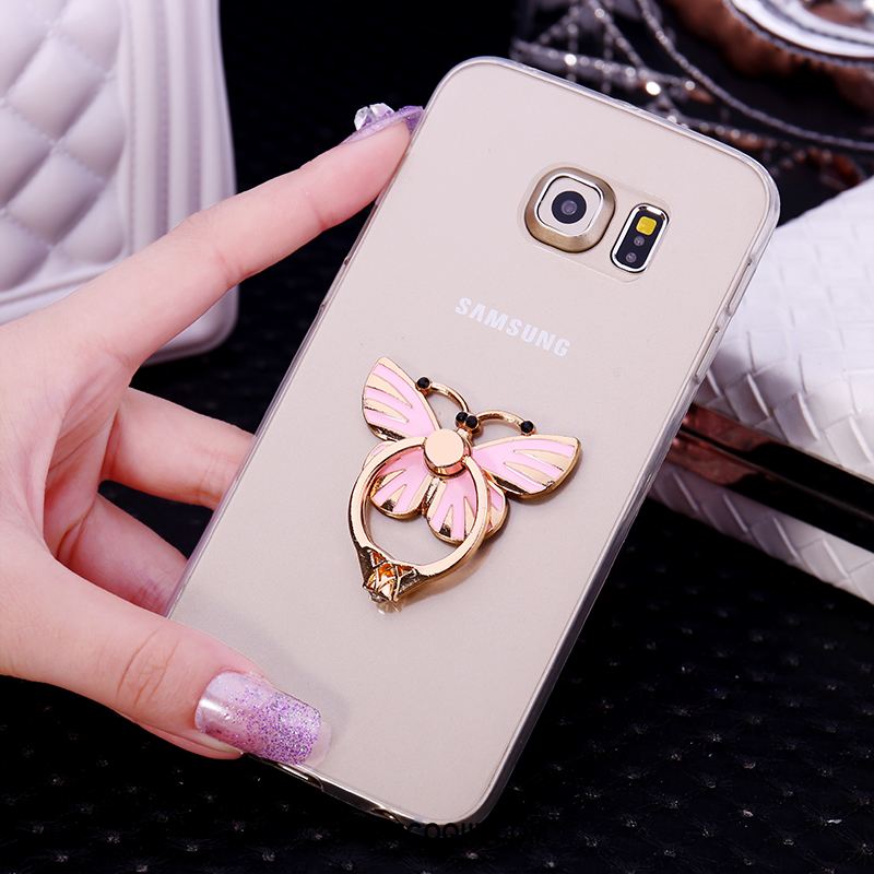 Coque Samsung Galaxy S6 Edge Étui Anneau Transparent Fluide Doux Strass Soldes