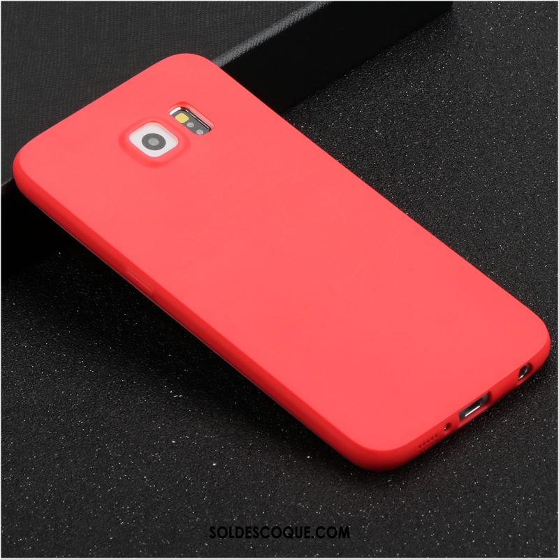 Coque Samsung Galaxy S6 Fluide Doux Modèle Fleurie Protection Rouge Étui Pas Cher