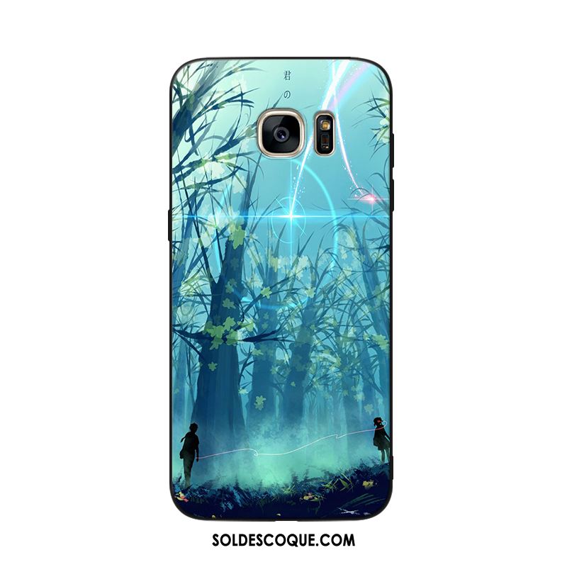 Coque Samsung Galaxy S6 Noir Téléphone Portable Bleu Étoile Amoureux Pas Cher