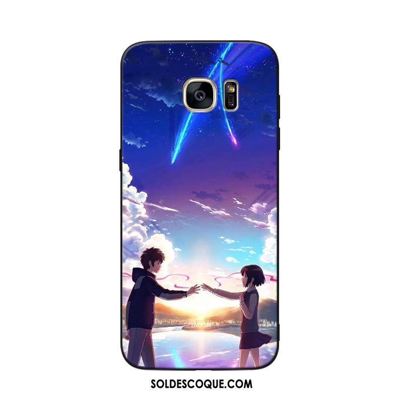 Coque Samsung Galaxy S6 Noir Téléphone Portable Bleu Étoile Amoureux Pas Cher