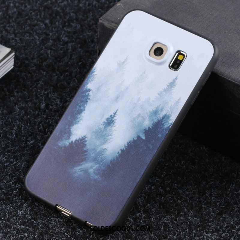 Coque Samsung Galaxy S6 Personnalité Délavé En Daim Bleu Marin Téléphone Portable Étoile France